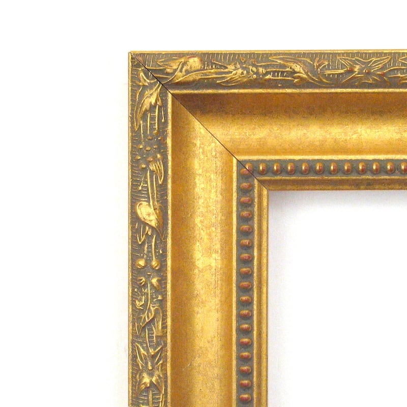 Beveled Wood Wall Mirror - Colonial Embossed Gold Frame