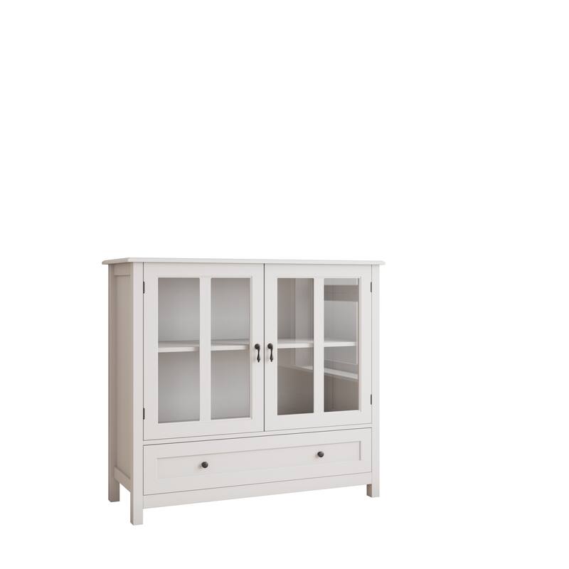 Buffet storage cabinet with double glass doors