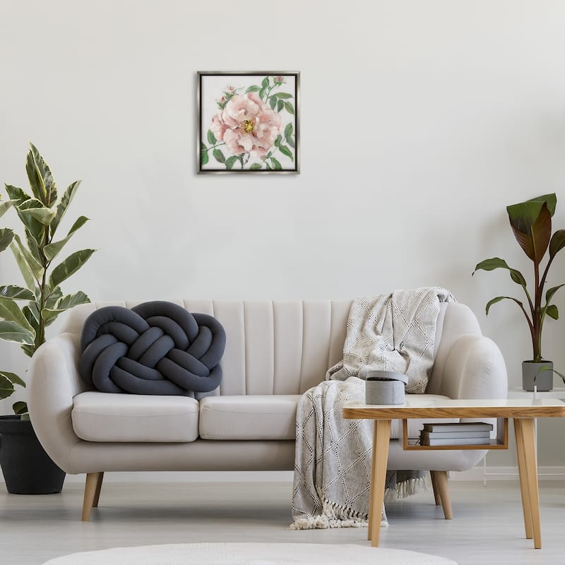 Stupell Traditional Single Pink Blossom Framed Floater Canvas Wall Art Design By Sally Swatland
