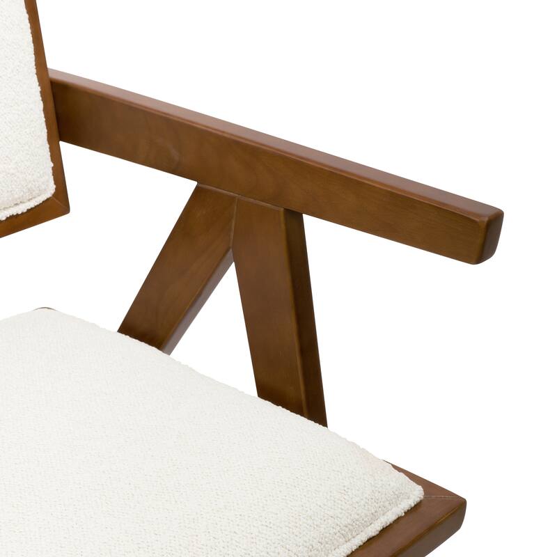 Art Leon Set of 2 Wood and Upholstered Accent Dining Chair with Wooden Armrest