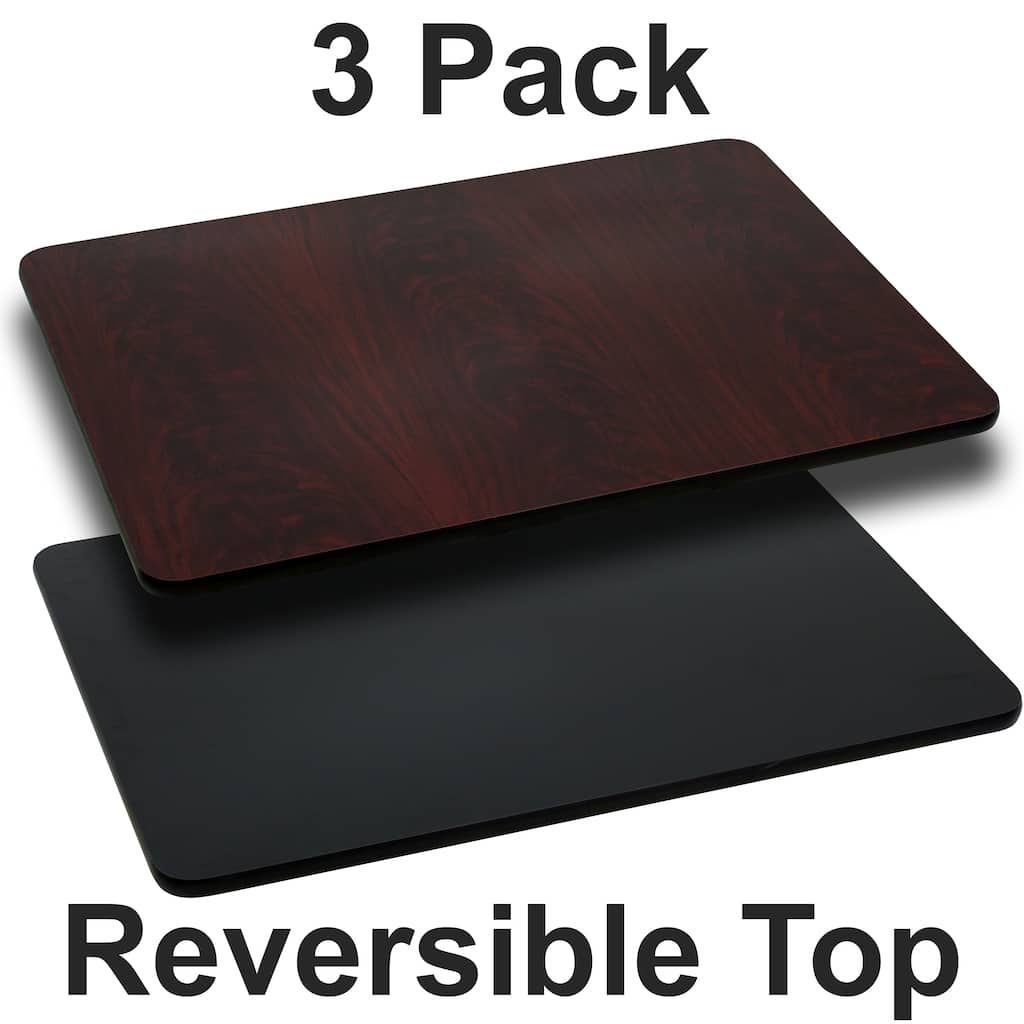 3 Pack 24'' x 30'' Rectangular Table Top with Reversible Laminate Top