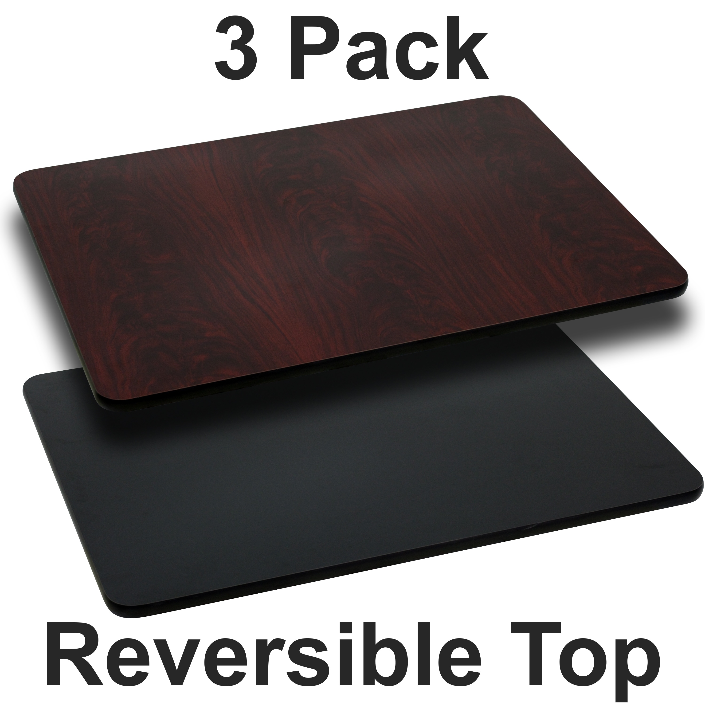 3 Pack 24'' x 30'' Rectangular Table Top with Reversible Laminate Top