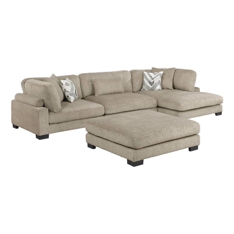 Abbeville Microfiber 4-Piece Modular Sectional with Chaise and Ottoman - Brown