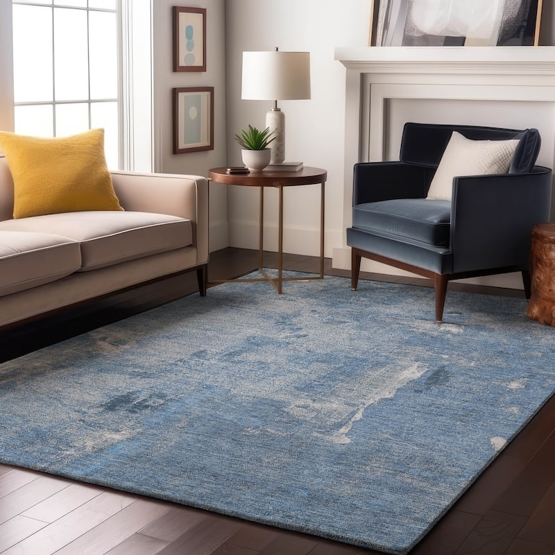 Premium Washable Super Soft Abstrct Flair Mayfield Rug - Denim - 10' x 14'