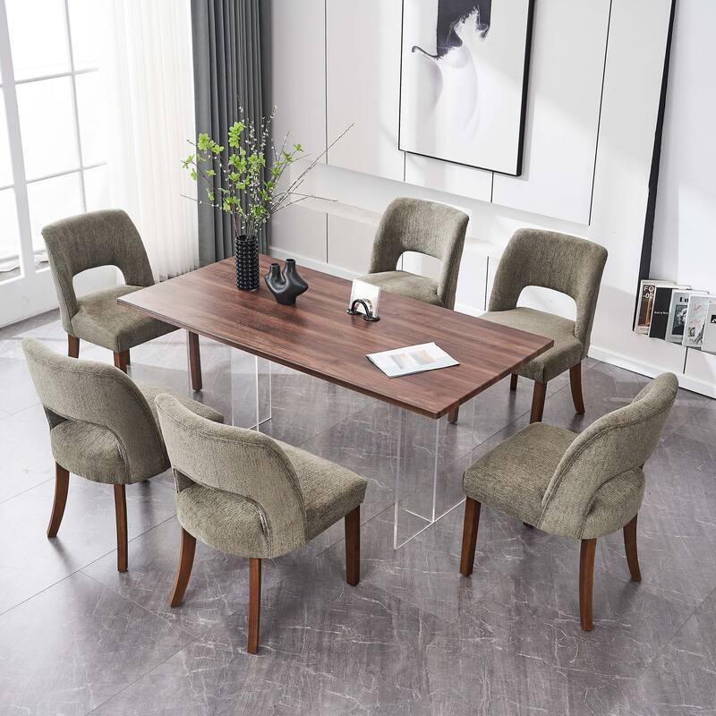 Wooden Dining Chairs Set of 2/4/6,Modern Fabric Upholstered Dining Room Chair Kitchen Chairs