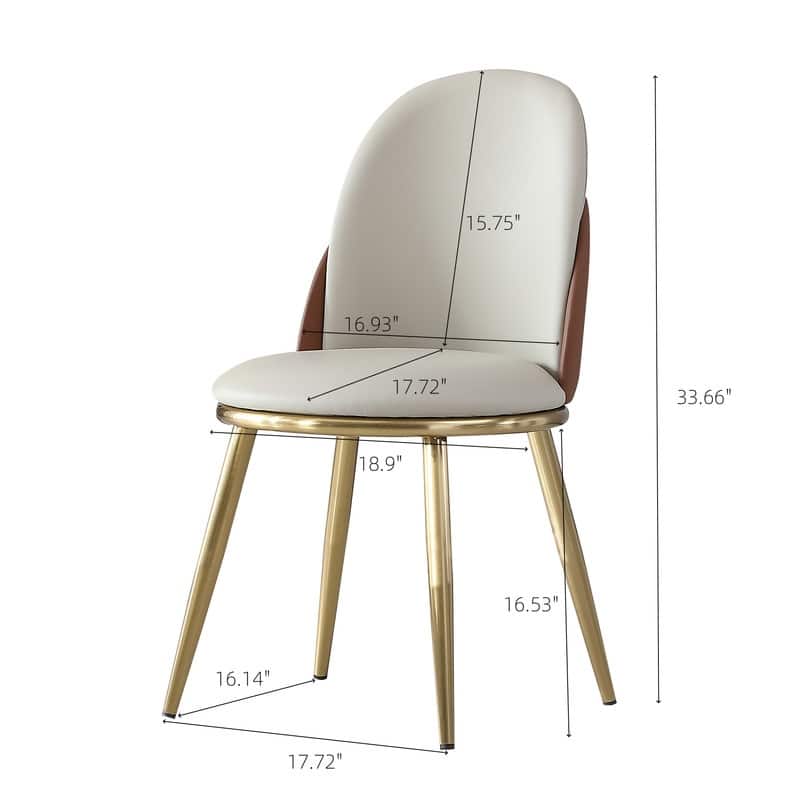 Modern PU Leather Dining Chairs with Gold Metal Legs (Set of 2)