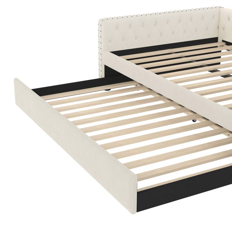 Upholstered Tufted Sofa Bed with Rollaway Bed