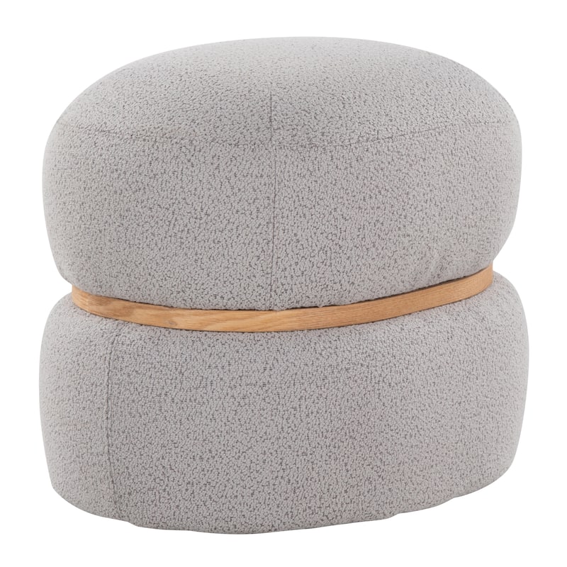 Carson Carrington Lena Pouf Ottoman with Natural Wood Accent