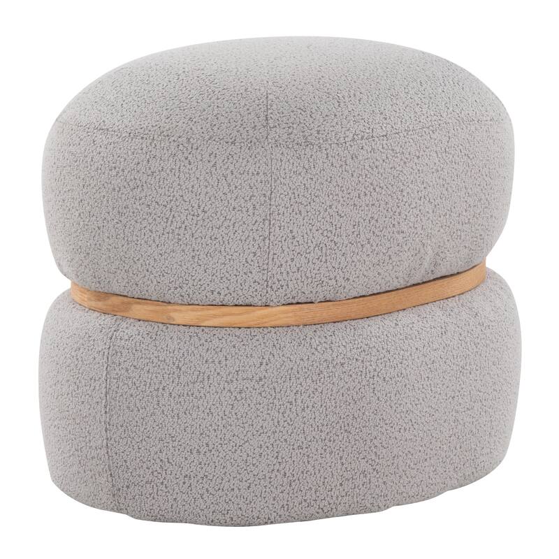 Cinch Contemporary Pouf Ottoman in Fabric and Natural Wood by LumiSource