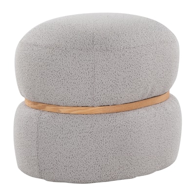 Cinch Contemporary Pouf Ottoman in Fabric and Natural Wood by LumiSource