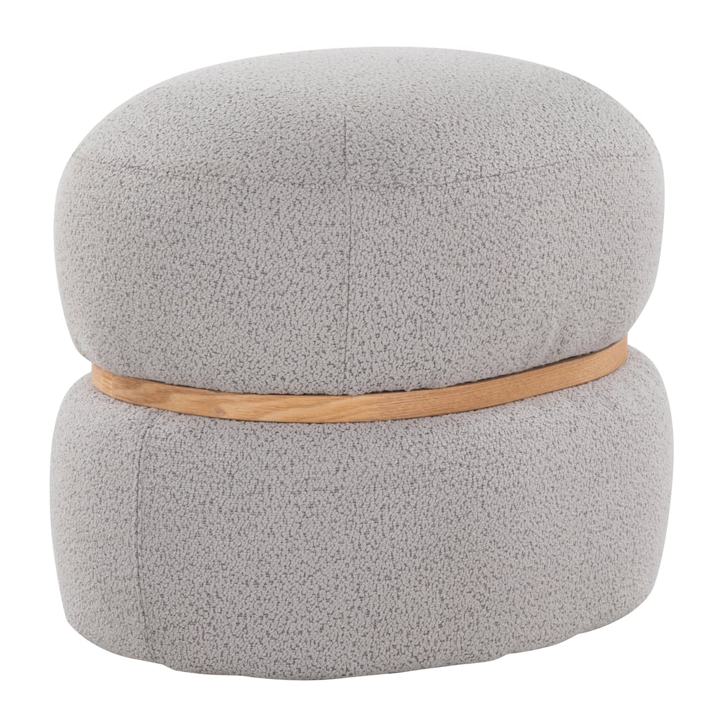 Cinch Contemporary Pouf Ottoman in Fabric and Natural Wood by LumiSource