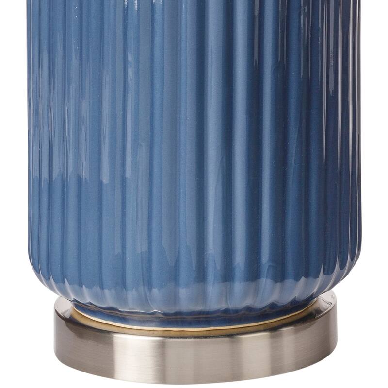 Jared Glazed Ceramic Linear Texture Table Lamp - 31"H x 17"W x 17"D