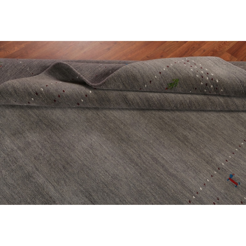 Tribal Gabbeh Oriental Area Rug Handmade Grey Modern Wool Carpet - 5'8" x 7'10"