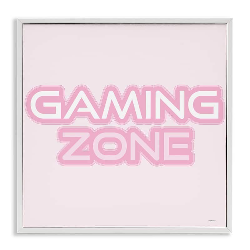 Stupell Pastel Pink Gaming Zone Framed Giclee Art Design By Yass Naffas Designs - 12 x 12 - White