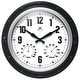 preview thumbnail 8 of 12, Forecaster Indoor/Outdoor Patio Garden 16 inch Wall Clock Thermometer by Infinity Instruments - 16 x 2.25 x 16 Black/Silver