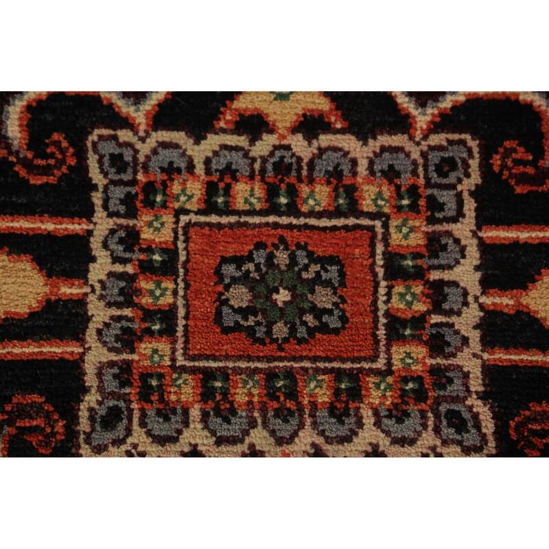 Geometric Heriz Serapi Indian Area Rug Handmade Orange Wool Carpet - 8'9"x 11'10"