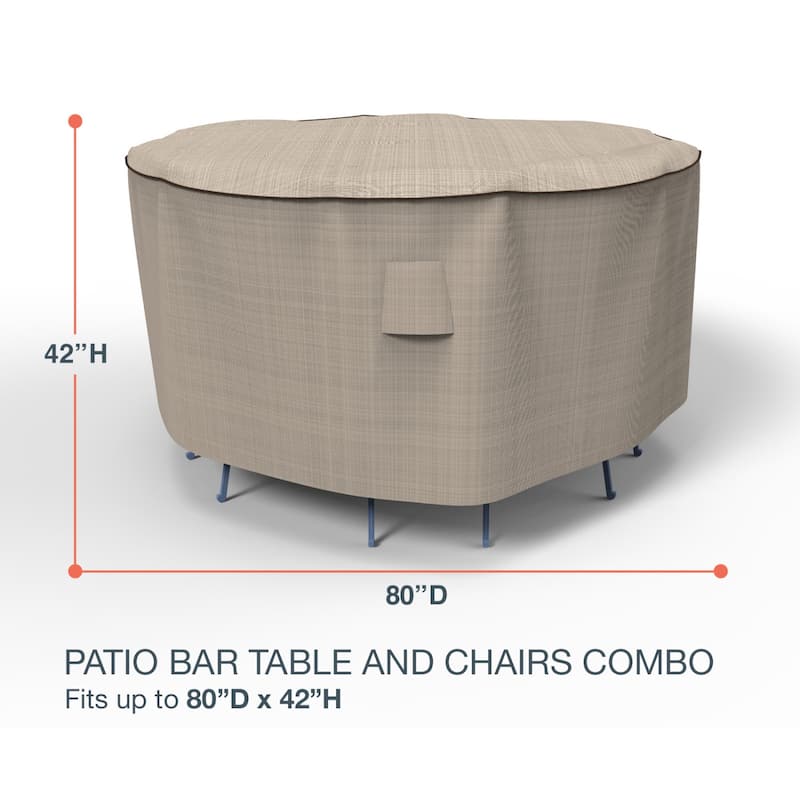 Budge StormBlock™ Mojave Black Ivory Patio Bar Table and Chairs Cover Multiple Sizes - Large - 80" Diameter x 42" Drop