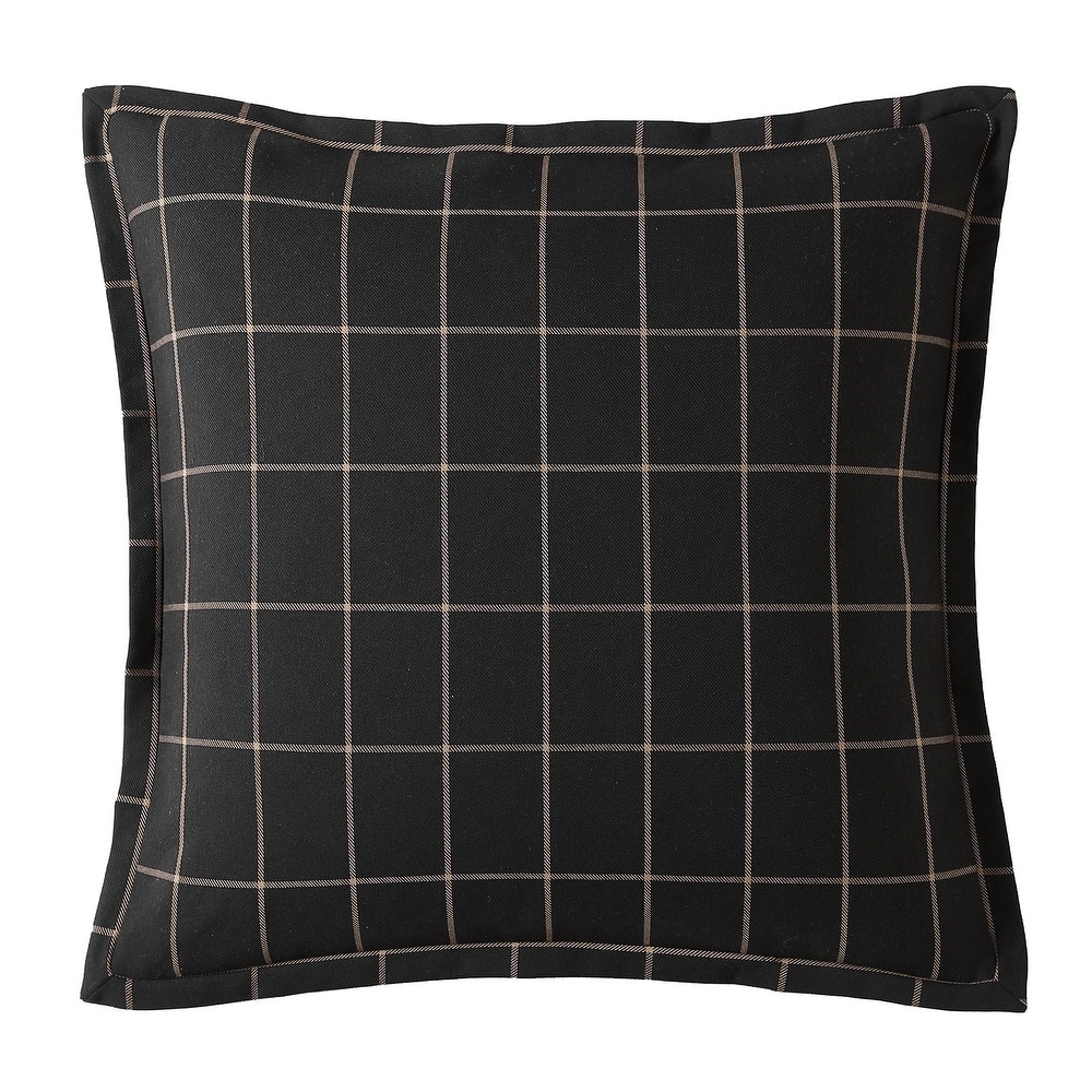 HiEnd Accents Windowpane Plaid Modern Rustic Bedding Euro Pillow Sham, 27x27 inch