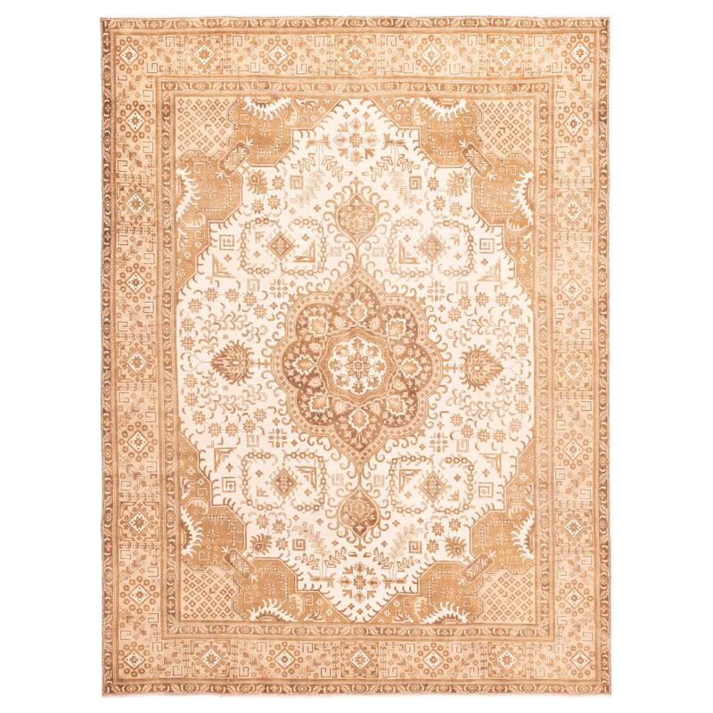ECARPETGALLERY Hand-knotted Antalya Vintage Cream Wool Rug - 9'6 x 12'7