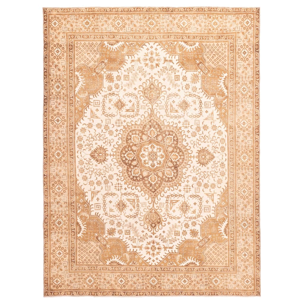 ECARPETGALLERY Hand-knotted Antalya Vintage Cream Wool Rug - 9'6 x 12'7
