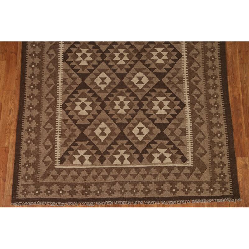Geometric Kilim Oriental Tribal Area Rug Flat-woven Wool Carpet - 5'3" x 8'1"