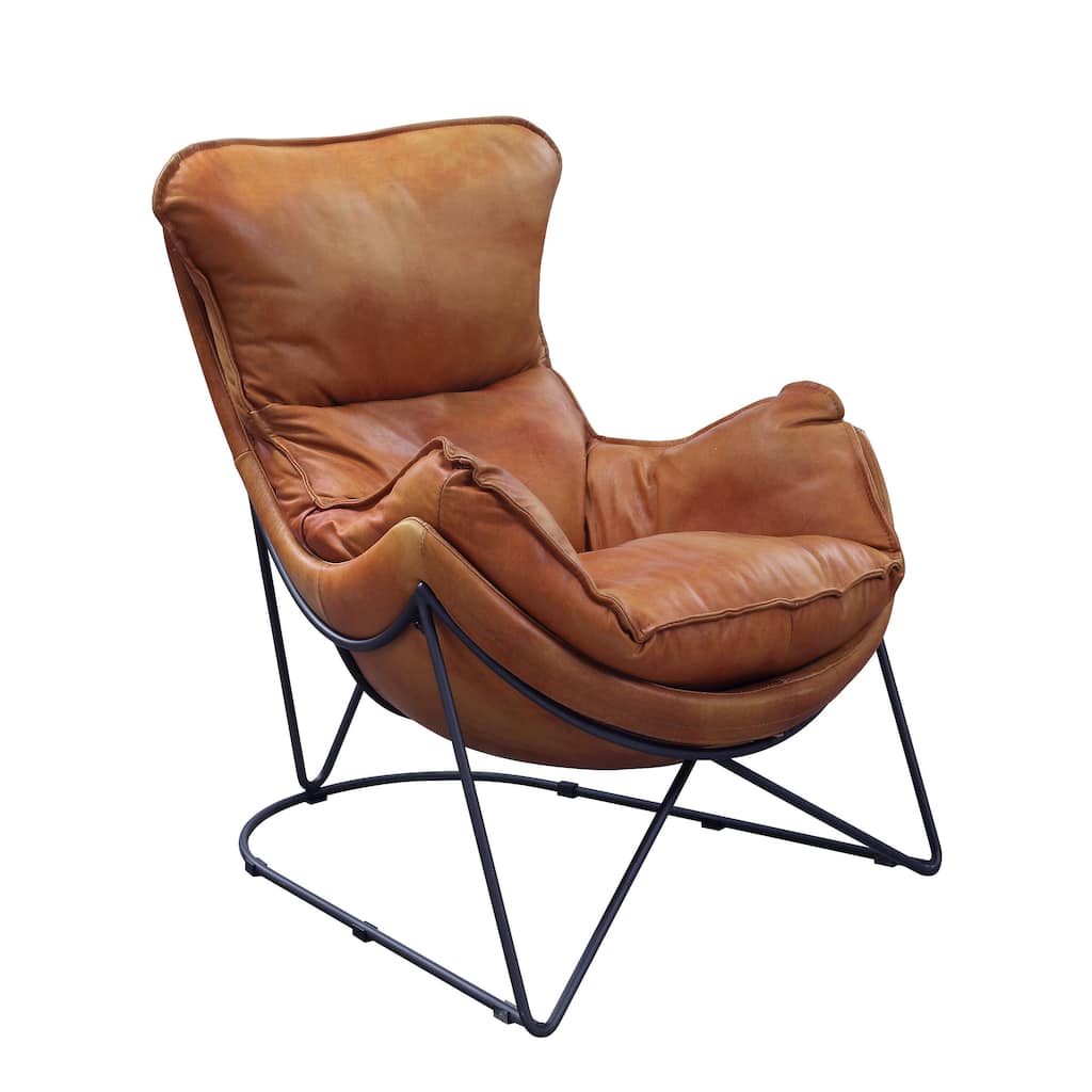 Doyle Aperol and Black Wingback Accent Chair