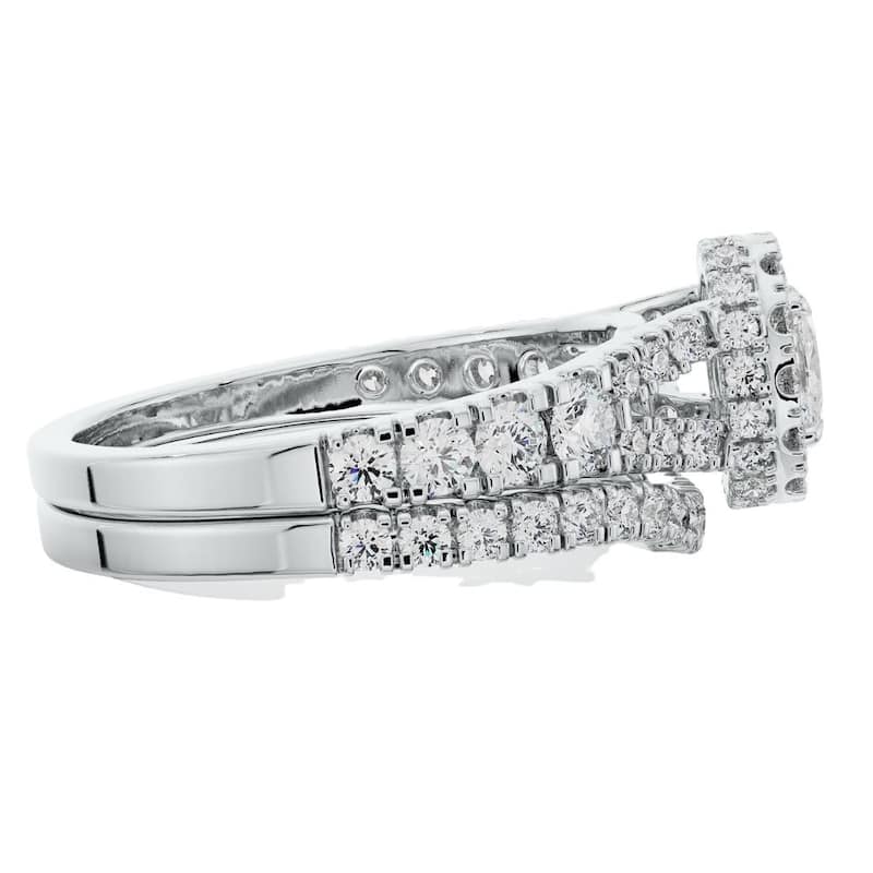 1 1/4Ct Lab Grown Oval Diamond Engagement Wedding Ring Set White or Yellow Gold