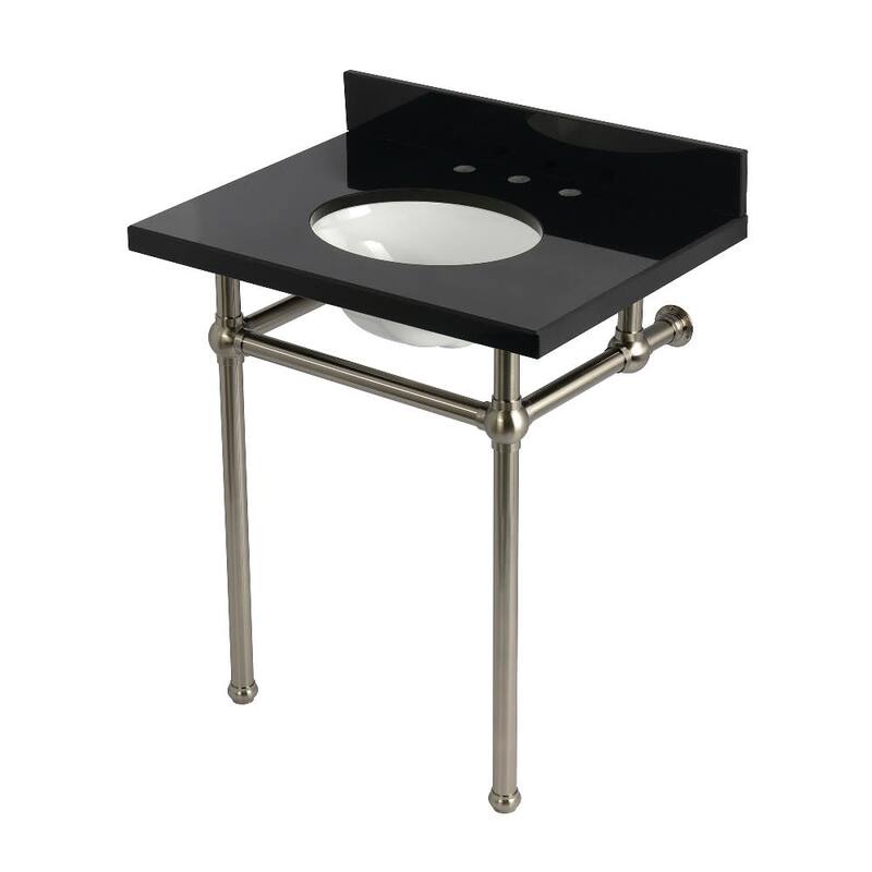 Kingston Brass KVPK30KB-T-SET Templeton 30" Rectangular Brass, Granite - Black Granite / Brushed Nickel