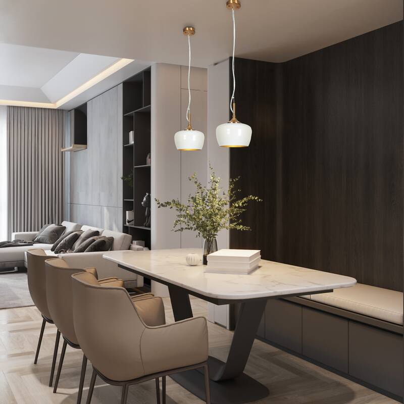 Modern Farmhouse Black Gold 1-Light Pendant Light Dome Island Lights for Dining Room
