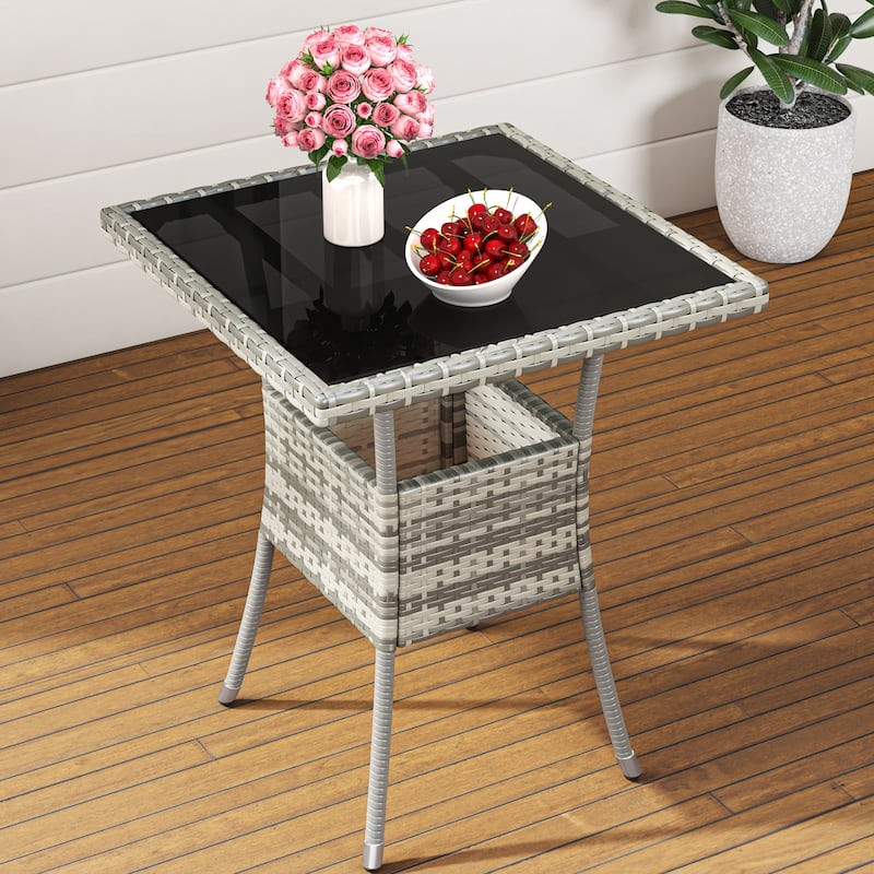 Outdoor Patio Wicker Table - 31.5" L x 31.5" W x 28.7" H