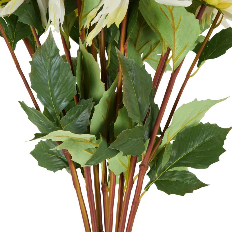 White Faux Foliage Tall Dahlia Artificial Flower Stem (Set of 8)