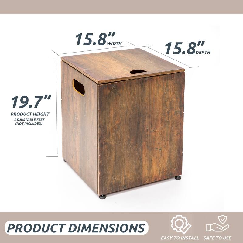 Anmytek Imitation Wood Grain Propane Tank Cover, Rustic Farmhouse Outdoor Patio Heater Tank Enclosure with Hinged Lid