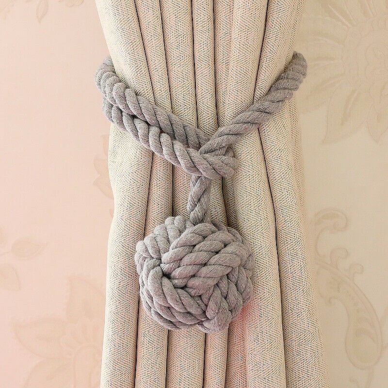 Jonathon Handmade Rural Cotton Rope Curtain Tieback (Set of 2). - Grey