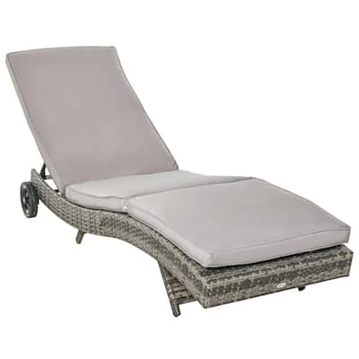 5-Position Hand-Woven PE Rattan Reclining Lounger Chair with Cushioned Seat and Steel Frame - 81.5" W x 27.5" D x 27.5" H