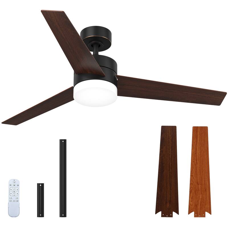 Moasis 52" Nickel 3-Blade LED Smart Ceiling Fan - 52" - Brown - Remote