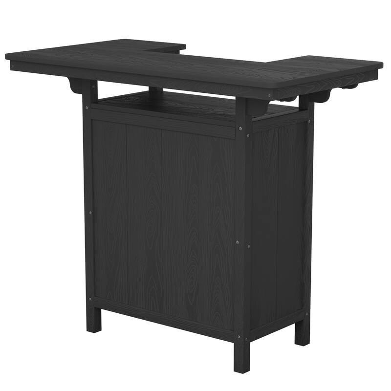 HDPE Indoor/Outdoor Bar Table with Storage Shelves