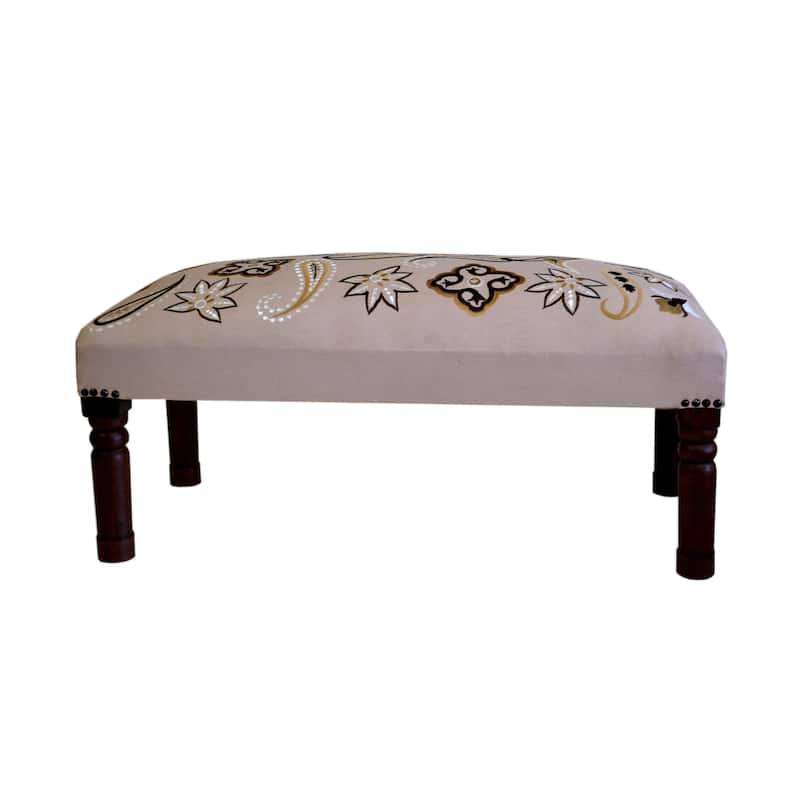 Imports Decor Wooden Bench Set with Embroidered Upholstery