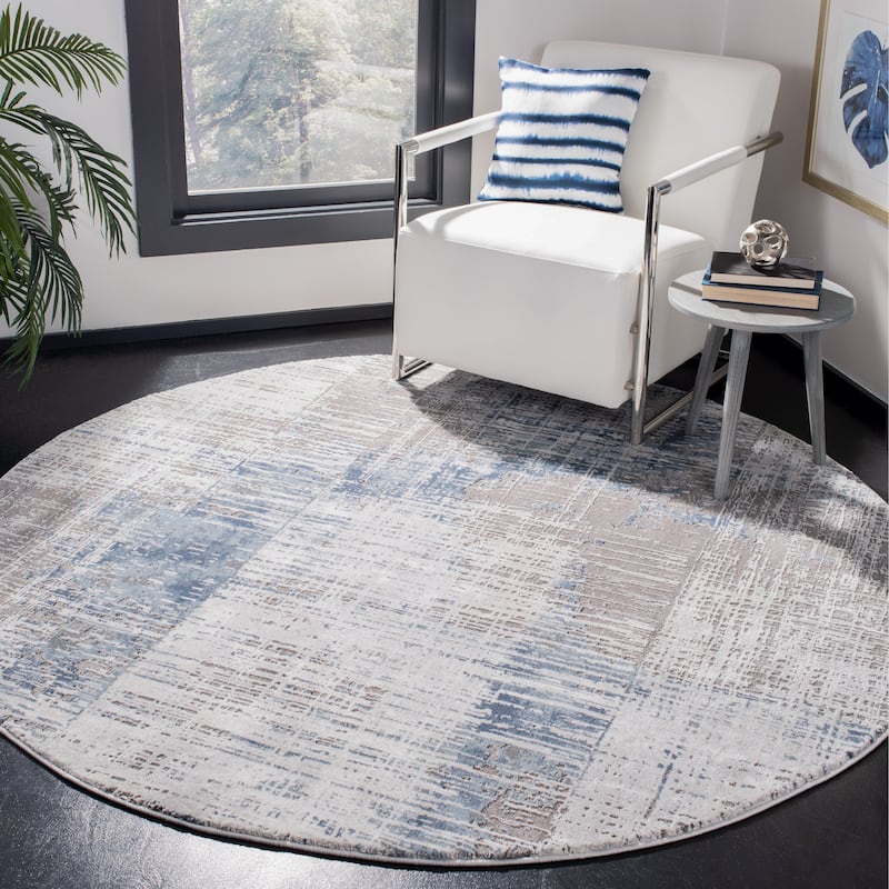 SAFAVIEH Craft Sadula Modern Abstract Rug - 6'7" Round - Grey/Blue