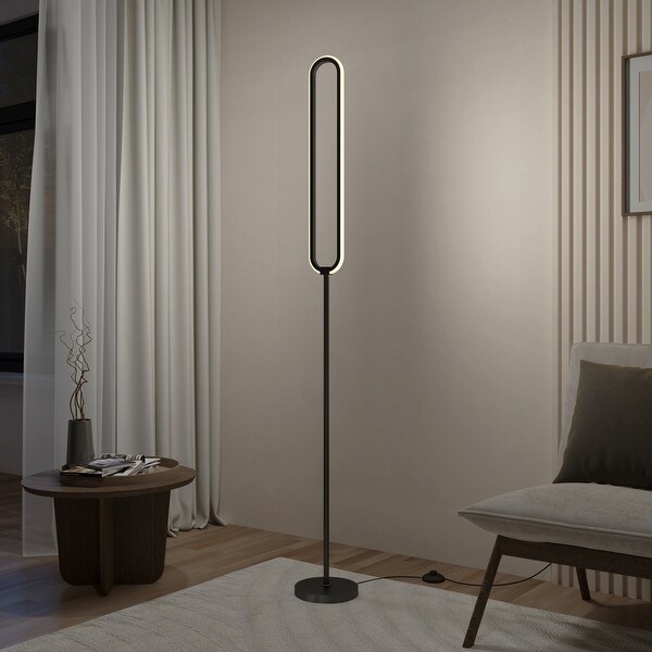 Leni Dimmable LED Modern Floor Lamp Matte Black - On Sale - Bed