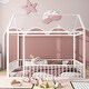 preview thumbnail 1 of 8, White Twin Size Metal House Bed Frame with Fence & Roof Twin - White