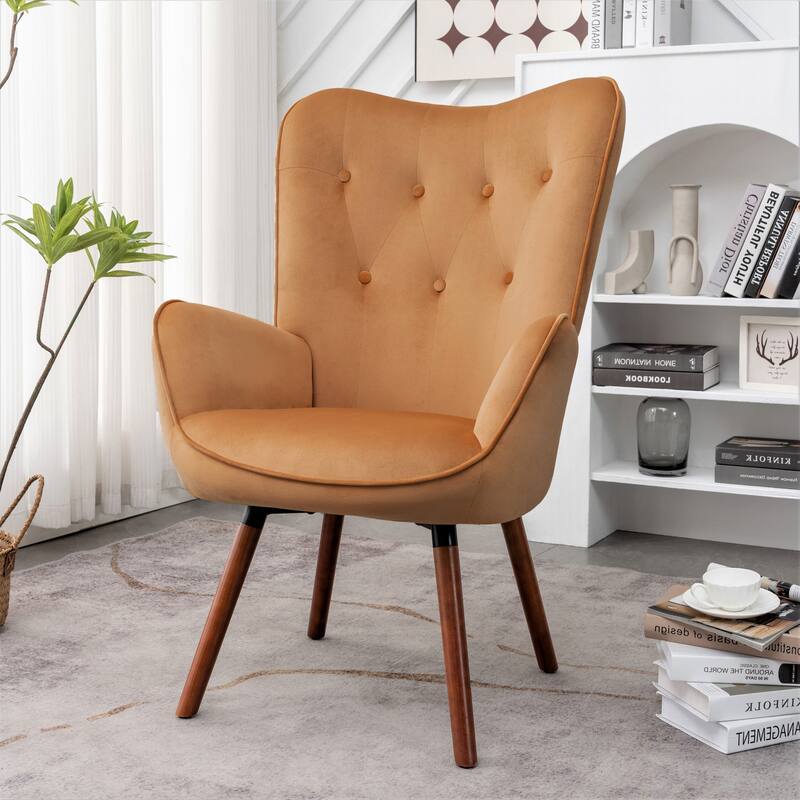 Kreedence 26.38" W Microfiber Flared Arm Accent Chair - Muster Yellow