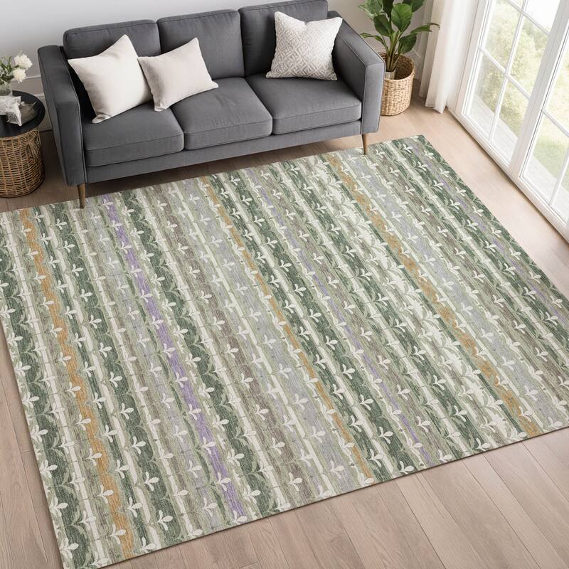 Machine Washable Indoor/ Outdoor Stripe Bramlage Chantille Rug