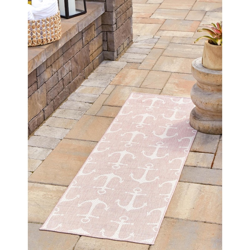 Outdoor Trisha Collection Area Rug - Pink - 2'x7'10"