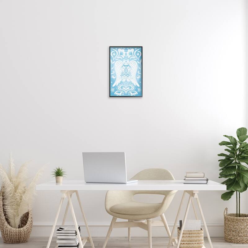 Stupell Symmetrical Patterned Angel Cat Framed Giclee Art Design By Hannah Moren