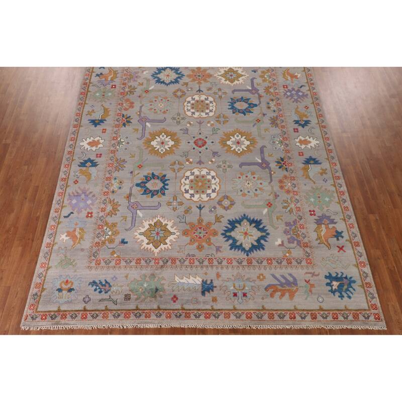 Transitional Oushak Oriental Area Rug Handmade Wool Carpet - 9'2" x 12'1"