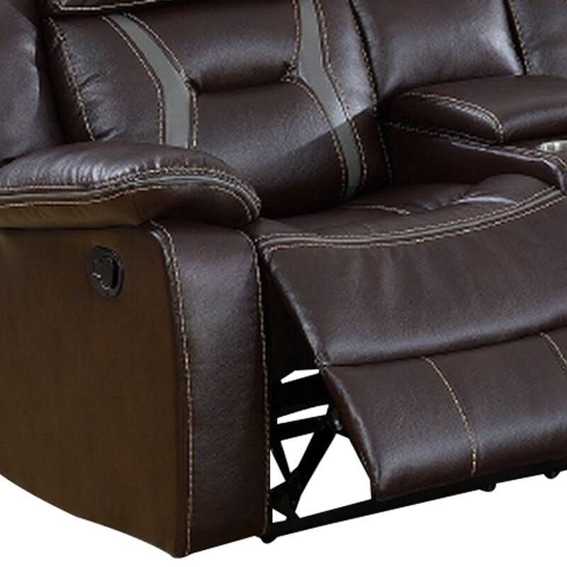 3pc Sectional Motion Power Recliner Sofa Set, Dark Brown Faux Leather