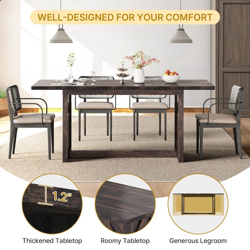 Moasis 70.8" Large Farmhouse Kitchen Dining Room Table for 6 to 8 People