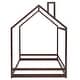 preview thumbnail 9 of 9, Espresso House Platform Bed for Kids, Toddler House Full Bed with Roof, Wood Floor Bed Frame for Girls Boys Bedroom Furniture