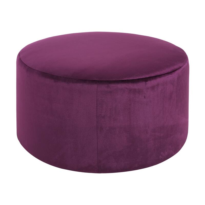 Upholstered Round Ottoman,PU Leather - Purple