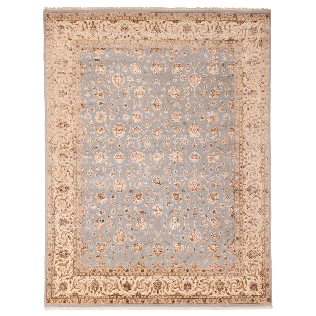 ECARPETGALLERY Hand-knotted Mirzapur Light Blue Viscose, Wool Rug - 7'11 x 10'3